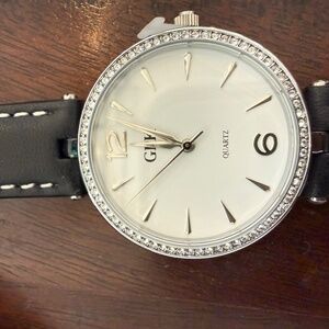 GPK By Clarion-Pell Black Leather Strap Women's Watch